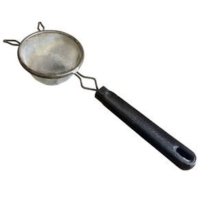 EKCO Mesh Strainer 3 Inch Fine Wire Strainer Sifter Black Plastic Handle Vintage